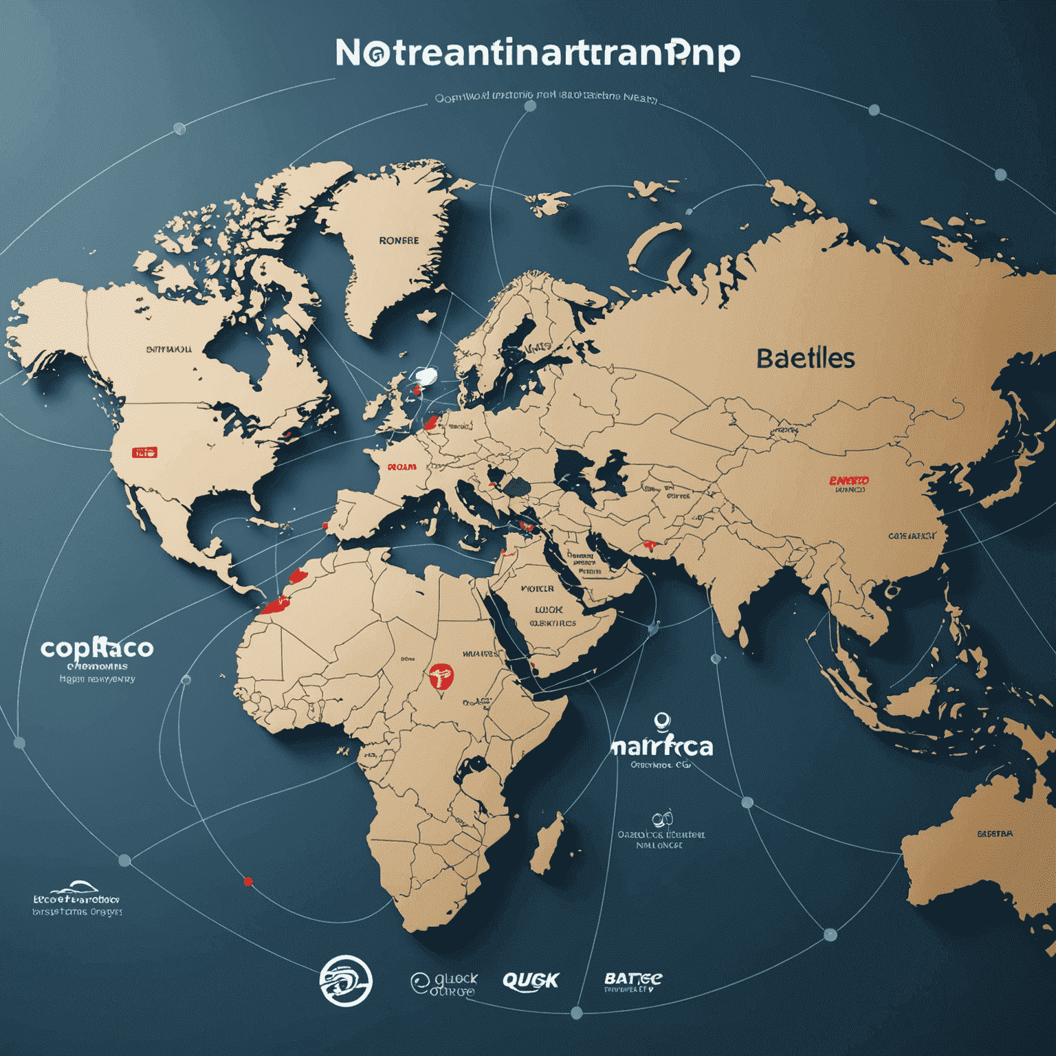 A world map with animated lines connecting different countries, representing international money transfers. The Batelco quick pay logo is displayed prominently, emphasizing the global reach of the service.